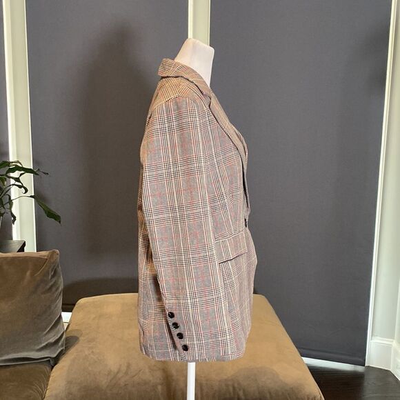 Women’s Oversized Casual Notched Lapel Jacket One Button Plaid Size M NWT - Picture 2 of 10